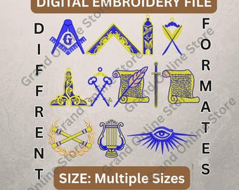 Masonic Member set Freemason Embroidery Designs Set | MasoN Symbols Digital Download