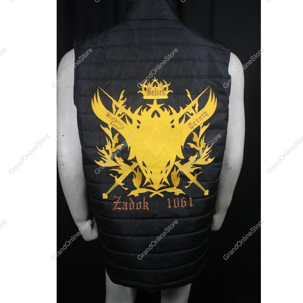 Gilet Maçonnique En Laine Noir - Modèle à Chevrons Et Un Bouton - Taille Classique - Neuf Avec étiquettes