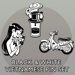 Black & White Vietnamese Enamel Pin
