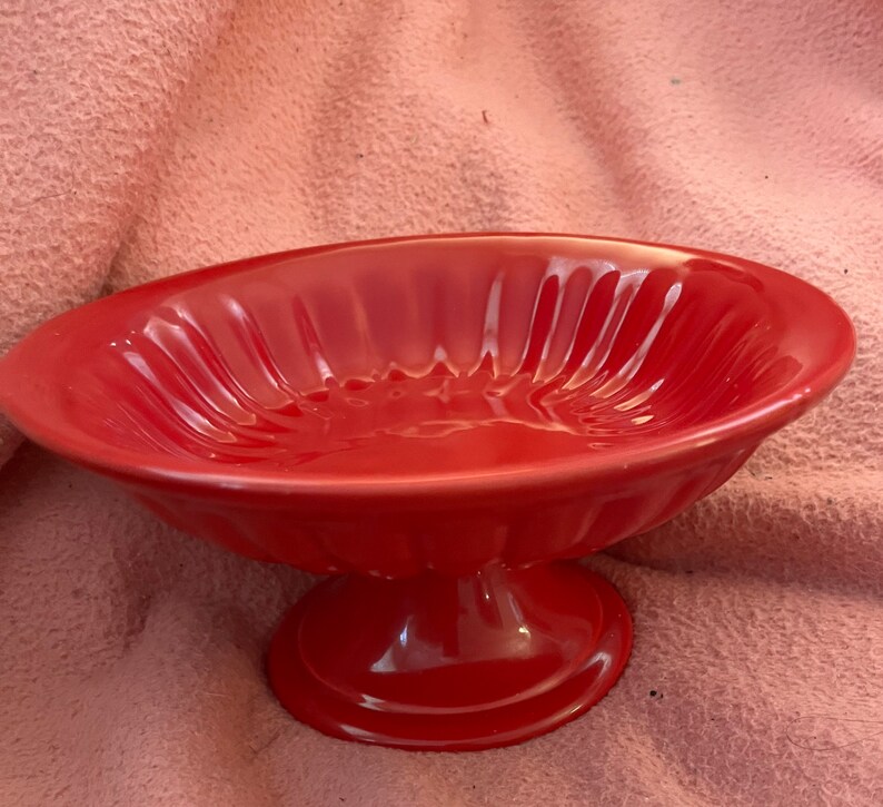 Vintage Red Maioliche Jessica Made in Italy Pedestal Bowl Etsy