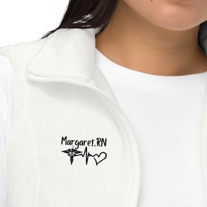 Nurse Personalized Fleece Vest, Embroidered Fleece Vest, Nursing Vest, Vest Nurse, RN Fleece, Women’s Columbia fleece vest, Embroidered Vest