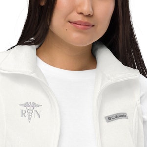 Nurse Fleece Vest, Embroidered Fleece Vest, Nursing Vest, Vest Nurse, RN Fleece, Women’s Columbia fleece vest, Embroidered Vest