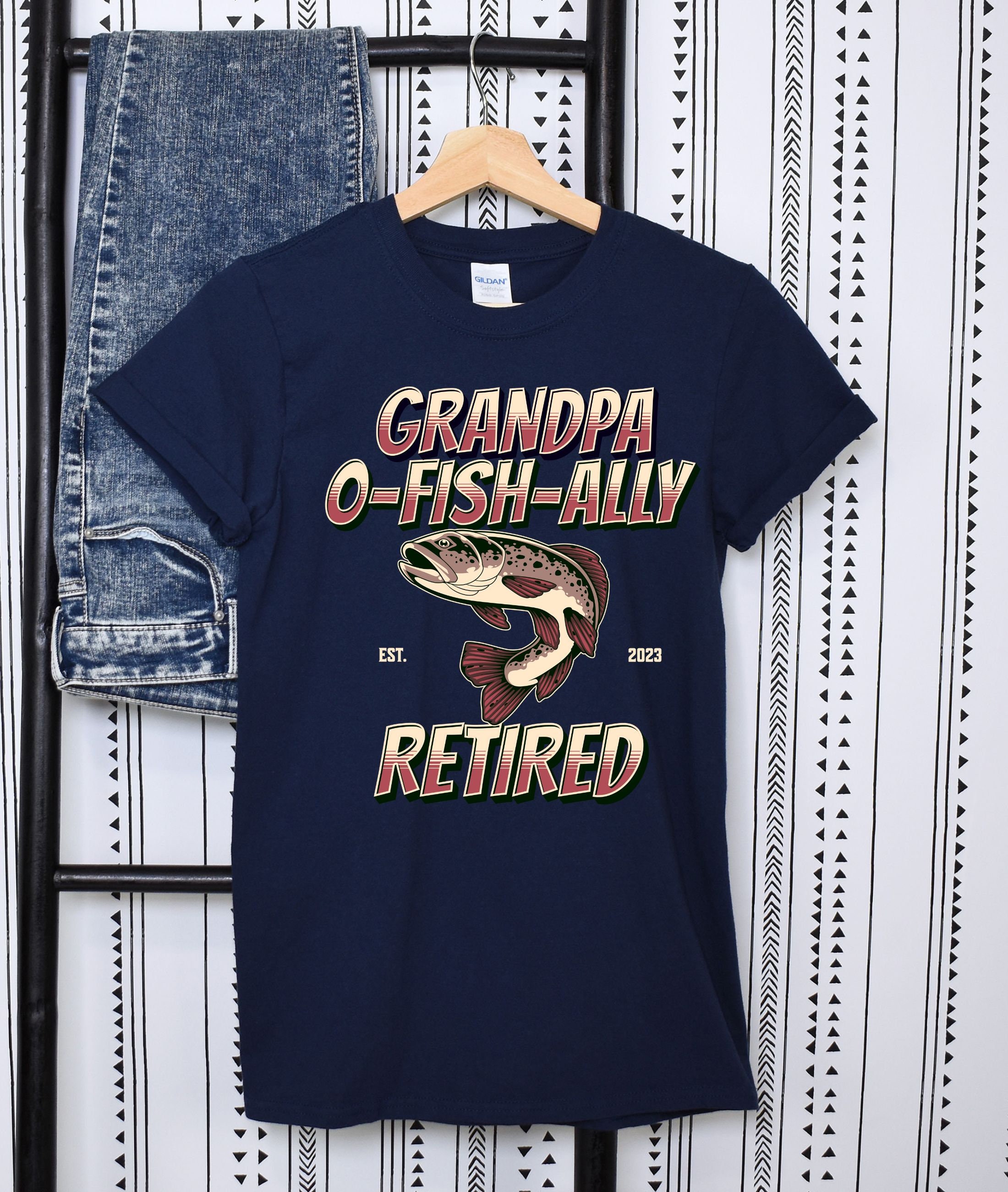 Grandpa O-fish-ally Retired Since 2023 Fishing Retirement 2023 Shirt  Retirement Gift for Men Officially Retired Funny Retirement 