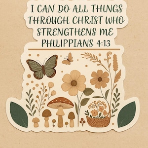 Inspirational Christian Sticker | Philippians 4:13 | I Can Do All Things Through Christ Who Strengthens Me | Faith-Based Vinyl Decal