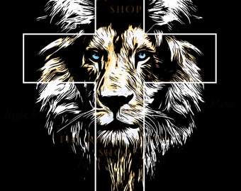 Lion of Judah PNG Design, Religious PNG, King Jesus, Spiritual Symbol for Christians, Detailed Digital PNG File for Instant Download