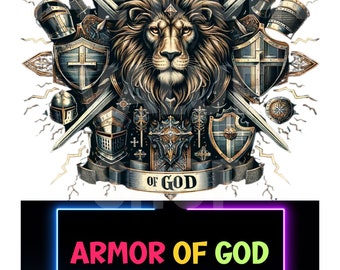 Armor of God Three PNG Set Download, Lion of Judah, Spiritual Warfare Graphics, Bible Clipart for Church, Christian Digital Art Best Deal