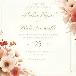 Country Style Botanical Wedding Invitations: Ideal for Garden-Themed Weddings, Text Editable Online Templates for a Chic Modern Celebration