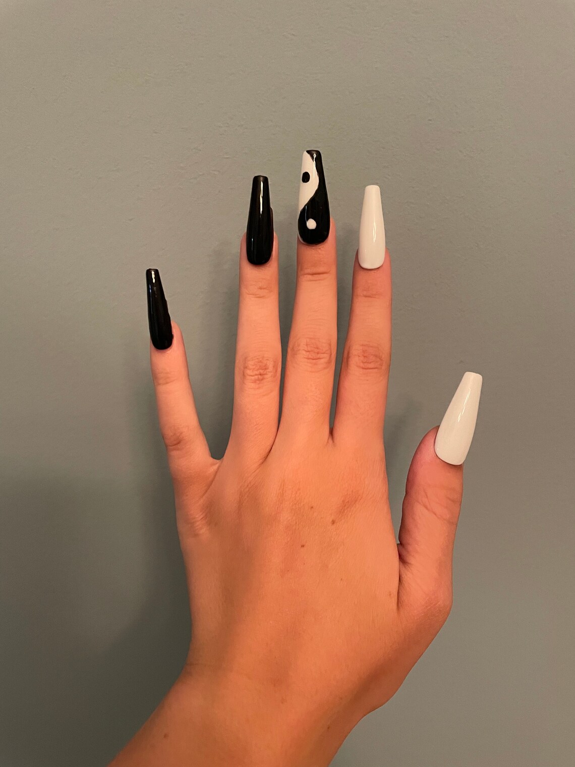 Yin and Yang Nails Black and White Etsy