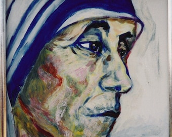 Art / Portrait  "Mother Theresa" by Luise Horwath / Berlin / Acrylic on canvas