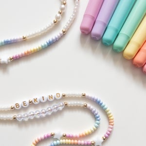 Pastell Perlen Lanyard mit Quaste, Acryl Stern Perlen Perlen