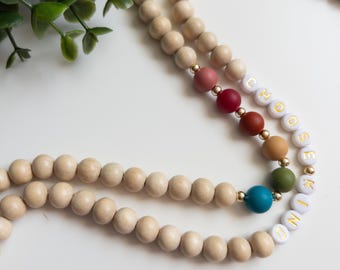 RAINBOW FALL Lanyard, Muted Rainbow, Lehrer Schlüsselband, Lehrer Ausweishalter, individuelles Lanyard, Ausweishalter