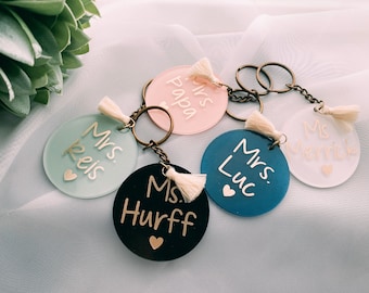 Fashion Keychain Letter Round Pendant Key Ring Holder Teacher Day Gift New LP Fashion Keychain Letter Round Pendant Key Ring Holder Teacher Day Gift New LP