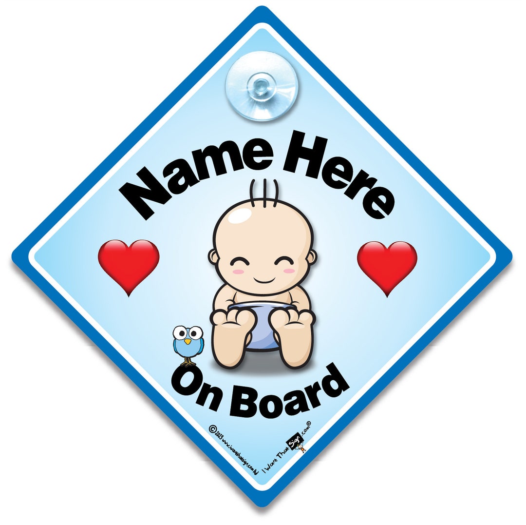 PERSONALISED Baby on Board Sign Blue, CUSTOM Baby on Board Sign, CUSTOM ...
