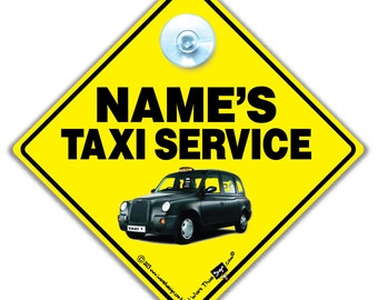 London Taxi Car Sign, Personalised Taxi Sign, CUSTOM Taxi Sign, Black Cab Sign, London Black Cab Sign. Add Any Name You Want