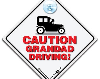 Cartello Attenzione nonno che guida l'auto, Cartello scherzoso per i conducenti del nonno, Cartello per conducente senior, Cartello per conducente anziano Sii paziente