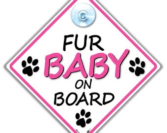 Dog On Board Car Sign, Pink Paw Print Window Decal