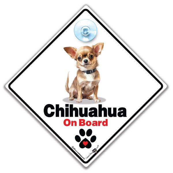 Chihuahua Car Sign, Chihuahua On Board Sign, Fur baby Sign, Dog On Board Sign, High Visibility Dog Car Sign, Dog Sign