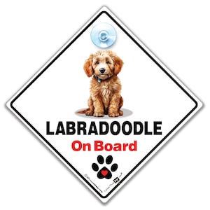 Znak Labradoodle On Board, Znak Labradoodle on Board, Znak Fur Baby, Znak Labradoodle Dog, Znak samochodowy dla psa w samochodzie, Pies na pokładzie