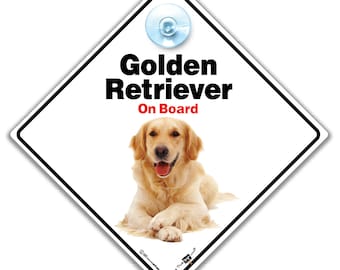 Golden Retriever Car Sign, Golden Retriever On Board Sign, Fur baby Sign, Dog On Board Sign, High Visability Dog Car Sign, Dog Sign