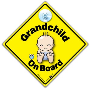 孫が乗車中サイン 男の子、赤ちゃんが乗車中サイン、赤ちゃん用車サイン、孫車サイン、この赤ちゃん用車サインで追い越し車線を走る車を追い越せ 14 cm x 14 cm