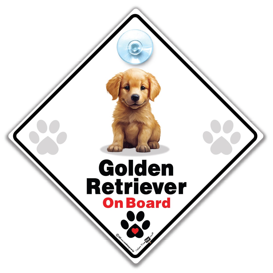 Golden Retriever on Board Car Sign: High Visibility, Fur Baby Dog in ...