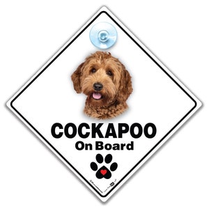 Cockapoo On Board Sign, Cockapoo Dog Sign, Fur baby Sign, Cockapoo Dog On Board Sign, High Visibility Suction Cup Car Sign For Dog in Car