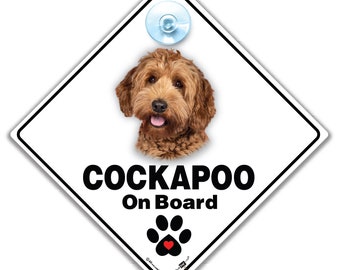 Cockapoo On Board Sign, Cockapoo Dog Sign, Fur baby Sign, Cockapoo Dog On Board Sign, High Visibility Suction Cup Car Sign For Dog in Car