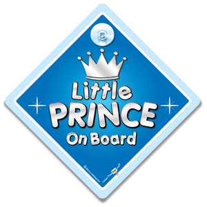 Little Prince on Board Sign, Baby on Board Sign for Prince, Prince Car Sign, Child on Board Car Sign to Deter Tailgating 14cm x 14cm