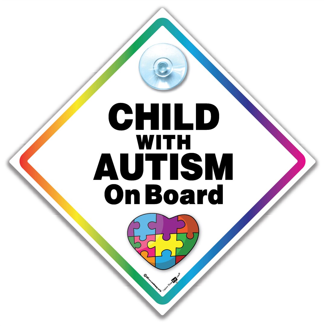 Child With Autism on Board Car Sign, Autistic Car Sign, Autism Spectrum ...