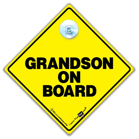 Grandchildren On Board Car Sign – Baby On Board Style, UK Made, Iwantthatsign.com