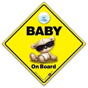 Baby On Board Car Sign, Grandchild Baby On Board Sign, Baby in Shades Cartello con ventosa ad alta visibilità