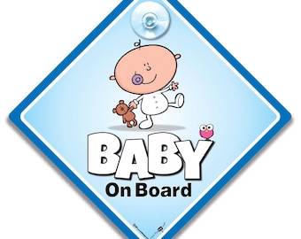 Baby On Board Car Sign: UK Made, Visible, Reusable Suction Cup