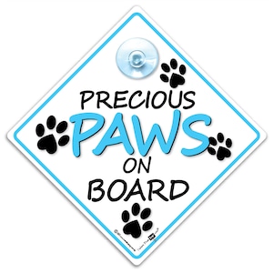 Znak Precious Paws On Board, Znak Fur Baby, Znak Dog On Board Car, Znak samochodowy z przyssawką o wysokiej widoczności dla psa w samochodzie, Znak pojazdu dla psa