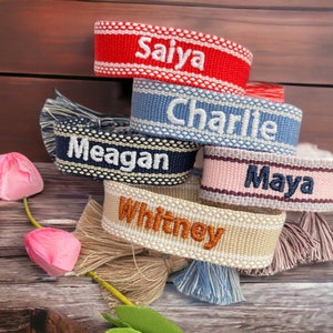 CUSTOMIZABLE Woven Cotton Bracelet Threaded Bracelet Embroidered Bracelet Friendship Embroidered Woven Bracelet Personalized gift