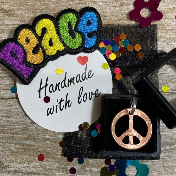 CHARITY lucky penny cut out PEACE SIGN penny cutout charm keyring charm pocket charm lucky penny charm penny keepsake Handmade With Love