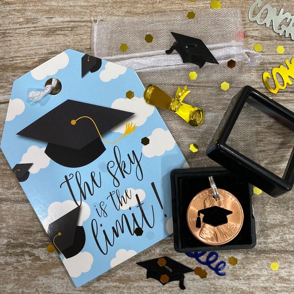 CHARITY lucky penny cut out GRADUATION Cap penny cutout charm Keyring charm Pocket charm unique penny keepsake gift Handmade With Love