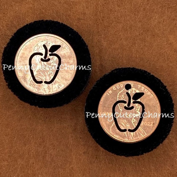 CHARITY lucky penny cut out APPLE penny gift Penny charm Keyring charm Pocket charm Apple Penny cutout charm Handmade With Love For Charity