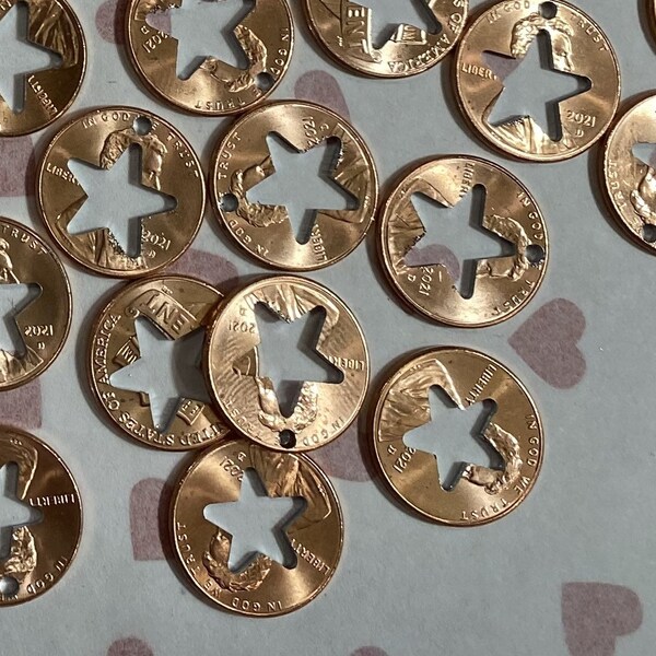 CHARITY 2024 penny cut out STAR penny 25+ penny keepsake Memorial keepsake star student favor keyring charm pocket charm Handmade With Love