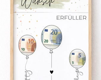 Regalo en efectivo - Cumpleaños - Cumplidor de deseos - Regalo de cumpleaños de último minuto - Regalo de cumpleaños - PDF para descarga instantánea - Regalo