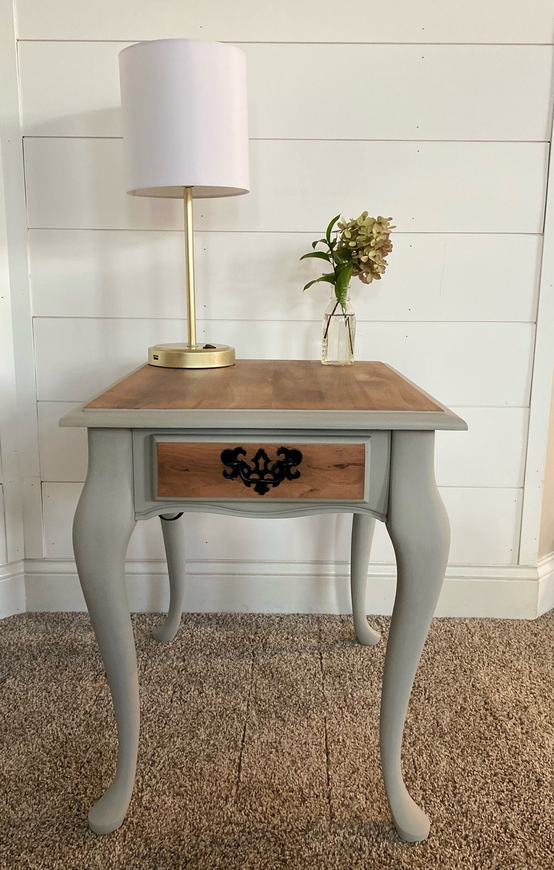 Grey / Gray Solid Wood End Table / Side Table | Etsy