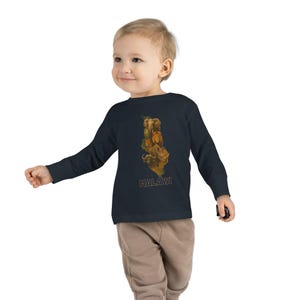 T-shirt met lange mouwen voor peuters Malawi-thema, shirt Afrikaanse kaart voor kinderen, geografie-top voor kinderen, grafisch T-shirt jeugd reizen, jongens meisjes safari