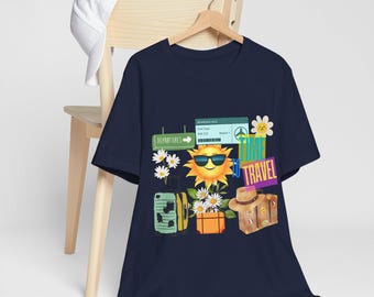 T-shirt Travel Vibes : T-shirt aventure unisexe - Vacances d'été