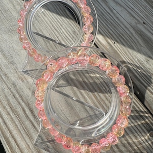 Pink 10mm Crackle Glass Beads