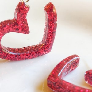 Acrylic Heart Earring, Big Heart Earrings, Red Heart Earring, Pink
