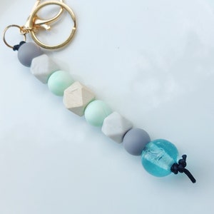 Silicone Beaded Keychain, Bubble, Beaded bag charm, lanyard for keys, pink