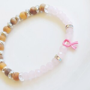 Pink Beaded bracelet stack, f**k cancer