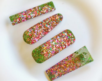Glitter resin hair clips, vintage inspired,hair accessories