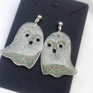 Resin Ghost Earrings: Sparkly Halloween Jewelry