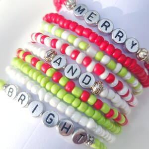 Custom friendship bracelets bracelets , holiday  jewelry, gifts, Christmas,handmade, beaded bracelet stack