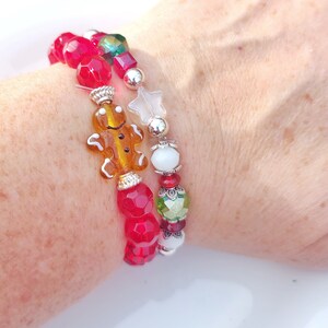 Cute Christmas  bracelet set, bracelets , holiday  jewelry, gifts,bracelet,handmade, beaded bracelet stack